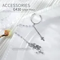 Silver nail jewelry chain with pearls, cross, and zircon moon charm decoration - Silver Pearl Moon Chain Style (g430) / 1 Piece (15.5mm)