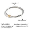Technical detail of double-layer stainless steel bangle showing size and weight specs. - Double Layer Stacked Style (YYBL026026) / Inner Diameter 6.1cm / Silver-Gold Mix