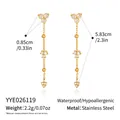 Detailed product dimensions and material composition for gold plated zircon earrings - Long Chain Tassel Style (YYE026119) / 18K Gold