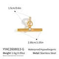 Gold T-bar pendant specifications showing size, weight and stainless steel material. - Pendant Only (Without Chain) (YYAC2608013-G) / Gold
