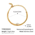Detail showing measurements of 18K gold plated stainless steel round zircon bracelet - 6.1cm Diameter / Gold (YYB026043)
