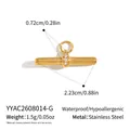 Detailed view and measurements of gold T-shaped zircon pendant in stainless steel - Pendant Only (Without Chain) (YYAC2608014-G) / Gold