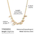 Detailed view of 18K gold plated necklace with geometric zircon charms and measurements. - Geometric Zirconia Necklace (YYN026052)
