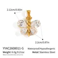 Detail view of gold butterfly pendant with zirconia stones and size dimensions - Pendant Only (Without Chain) (YYAC2608011-G) / Gold