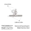 Detail view of a minimalist stainless steel T-bar pendant with size and weight info. - Pendant Only (Without Chain) (YYAC2608013-P) / Silver