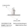 Detailed dimensions of the stainless steel T-bar pendant with a central zircon stone - Pendant Only (YYAC2608012-P-WE) / Silver with White Stone (Pendant Only)