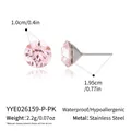 Detailed dimensions and weight specifications for pink round crystal stud earrings. - Soft Pink (Silver Base)