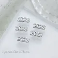 Silver 2023 nail art charm with oval zircon inlay for New Year manicure, size 14x6mm - Silver Oval Rhinestone Number Style (G-1185) / 1 Piece