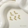 Detailed 3D golden metal rose nail art charms, size 6x11mm, for manicure decoration - Rose Style (03#) / 2 Pieces/Pack (6*11mm) / Gold