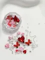 Scarlett red nail art decoration kit with camellia flowers butterflies and silver chains - Scarlett Red Box