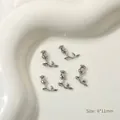 Elegant 3D silver metal rose nail charms in 6x11mm size for creative DIY nail art design - Rose Style (05#) / 2 Pieces/Pack (6*11mm) / Black Silver