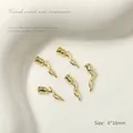 Premium 3D golden metal rose nail art charms for DIY manicure decor, 6x16mm jewelry set - Rose Style (06#) / 2 Pieces/Pack (6*16mm) / Gold