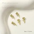 Golden metal rose nail art charms, 2 pieces pack, 3D alloy flower decoration, 5x12mm - Rose Style (09#) / 2 Pieces/Pack (5*12mm) / Gold