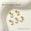 3D gold metal rose nail art charms for decoration, 10x14mm flower accessories - Rose Style (12#) / 2 Pieces/Pack (10*14mm) / Gold