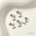 Pack of 5 vintage silver metal rose nail art charms with 10x14mm dimensions. - Rose Style (14#) / 2 Pieces/Pack (10*14mm) / Black Silver