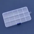 Transparente Kunststoff-Aufbewahrungsbox mit 15 Fächern für Perlen und Schmuck - 17.4*9.8*2.2 / Stil mit 15 festen Gittern / Transparent