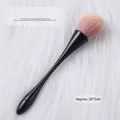 Nail dust cleaning brush with black slim waist handle and soft champagne bristles - Black Handle Style (Small Waist Dust Brush #02) / Approx 20x5cm