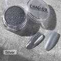 Metallic silver nail mirror powder with professional high-shine chrome finish effect - High Gloss Mirror Powder-01 / Silver