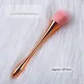 Large champagne gold slim waist nail dust brush with soft pink bristles for makeup cleaning - Champagne Gold Style (Small Waist Dust Brush #04) / Approx 20x5cm