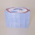 Detailed view of 3-layer 30-grid clear plastic storage box with portable handle. - Extra Large Multi-Layer / Blue