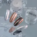 Aurora pearl nail chrome powder #002 Canglang showing various base color application results - 02# Canglang