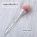 Large pink nail dust brush with iridescent handle on white faux fur - Mermaid Style (Small Waist Dust Brush #09) / Approx 20x5cm