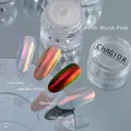 Aurora moon white nail mirror powder #006 showing different base color effects - 06# Feiyan
