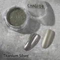 Titanium silver nail mirror powder providing a high-gloss metallic chrome finish for nail art - Titanium Silver