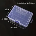 Close-up of transparent plastic storage box showing lid latch and hanging hole - 16.5cm X 12cm X5.8cm / Clear