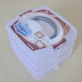 Stapelbare 3-Lagen 18-Gitter transparente Kunststoffbox mit Griff für Schmuck und Basteln - 3 Schichten 18 Gitter / Transparent