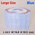Caja de almacenamiento portátil de plástico de 3 niveles con 30 compartimentos, azul claro - 3 Capas 30 Compartimentos / L / Azul