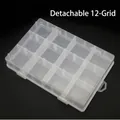 Transparent 12-grid PP plastic storage box with adjustable compartments for hardware. - 12-Compartment Style (12格) / 19cm x 12.5cm x 3.5cm / Transparent