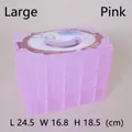 Caja de almacenamiento de plástico transparente rosa de 3 capas y 30 rejillas con asa - 3 Capas 30 Compartimentos / L / Rosa