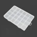 Clear plastic 24-compartment storage box organizer for jewelry beads and small parts - 24 Fixed Grids (19cmx13cmx2.2cm) / Clear