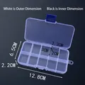 Caja de almacenamiento de PP transparente con 10 compartimentos para joyas con dimensiones - Estilo Fijo de 10 Rejillas / 12.8x6.5x2.2cm