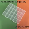Caja organizadora de plástico transparente con 24 compartimentos, 26,3x21x3,5cm grande - Grande 24 compartimentos fijos / 26.3x21x3.5cm