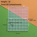 Caja de almacenamiento de PP transparente de 28 rejillas para organizar cuentas y joyas - 28 compartimentos 1.8cm altura con ranuras / 22.5x13.5x1.8cm