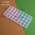 Caja de almacenamiento de plástico transparente con 32 compartimentos para joyería - 32 Compartimentos Fijos / 25.8x13x1.7cm