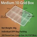 Caja organizadora de plástico transparente con 10 compartimentos para joyas y cuentas - 10 Rejillas / 14.8x10.3x1.7cm