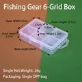 Caja de almacenamiento compacta de plástico PP transparente de 6 compartimentos para joyería - Aparejos de Pesca 6 Compartimentos / 10.1x6.6x2.3cm / Transparente