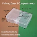 Caja de almacenamiento de PP transparente con 2 compartimentos para joyas y pesca - Aparejos de Pesca 2 Compartimentos / 10.3x7.2x3cm / Transparente