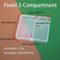 Caja de plástico transparente con 2 compartimentos para joyas o cuentas, 9,3x8,3x2cm - Fijo Mediano 2 Compartimentos / 9.3x8.3x2cm / Transparente