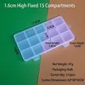 Caja de almacenamiento de PP transparente con 15 compartimentos para joyas, 1,6 cm alto - Estilo de 15 rejillas con doble hebilla / 17.4x9.8x1.6cm