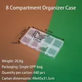 Caja de almacenamiento de plástico transparente de 8 rejillas para joyas y piezas - Caja de 8 rejillas para puntas de uñas / 10.7x5.7x1.5cm