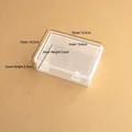 Detail view of a clear plastic storage box showing internal and external dimensions. - 14.3x10.3x5.8cm / Model 702