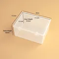 Large rectangular transparent plastic storage box with detailed inner and outer dimensions. - 18x13.5x8.8cm / Model 704