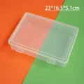 Detailansicht einer transparenten rechteckigen Kunststoff-Aufbewahrungsbox mit Deckel - Größe 23*16.5*5.1cm