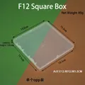 Boîte de rangement carrée en plastique PP transparent pour bijoux et pièces - Boîte Carrée F12 (Taille Extérieure 13.5*13.5*1.75cm)