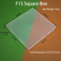 Boîte de rangement carrée transparente F15 en plastique PP pour petits objets, 1,75cm de haut - Boîte Carrée F15 (Taille Extérieure 22.5*22.5*1.75cm)