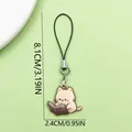 Handgemaakte cartoon kat hanger voor telefoon met duidelijke maatvermeldingen - Lezende Beige Kat Stijl (LS666)